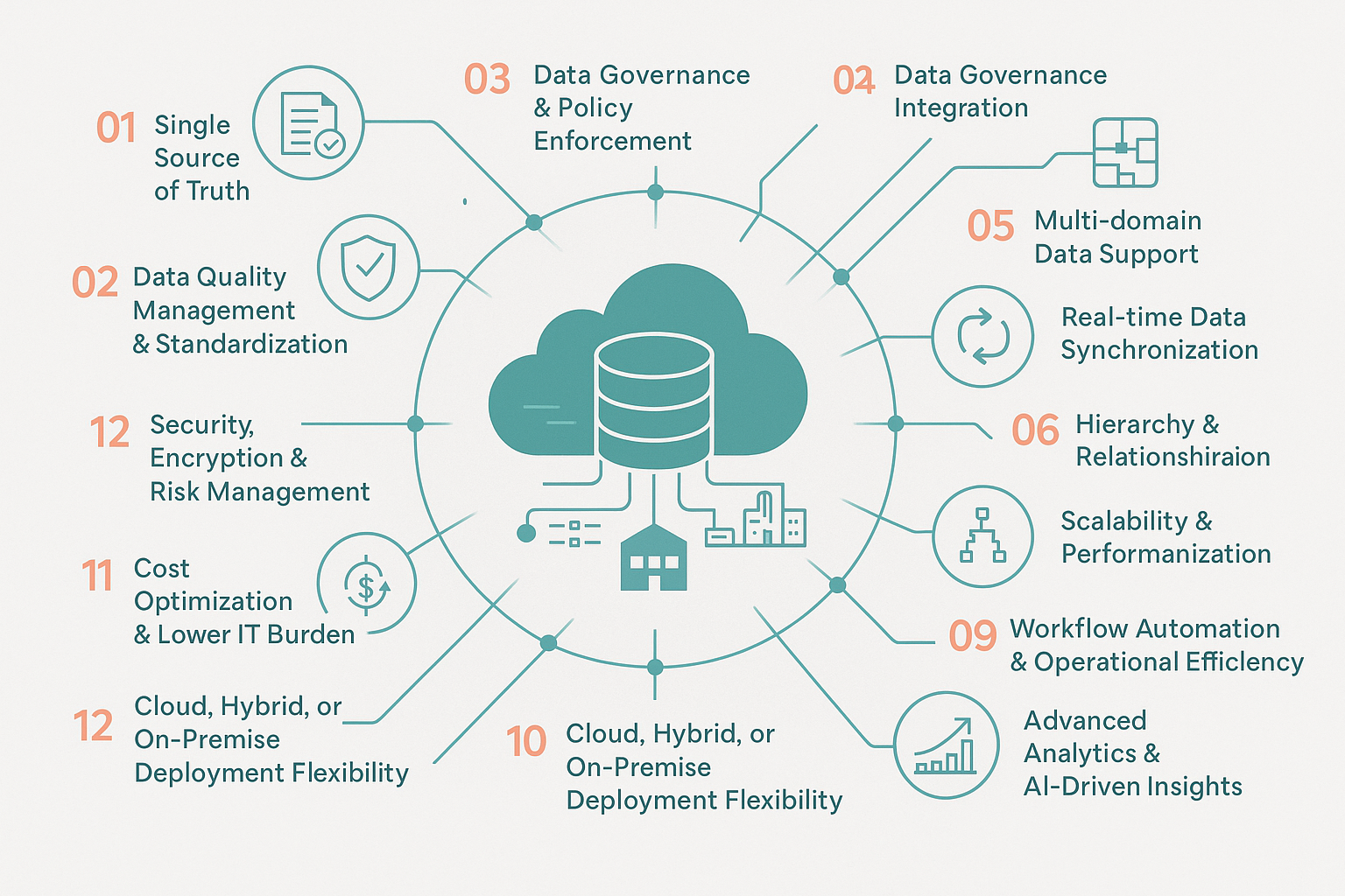 Infographic showing core benefits of enterprise master data management systems