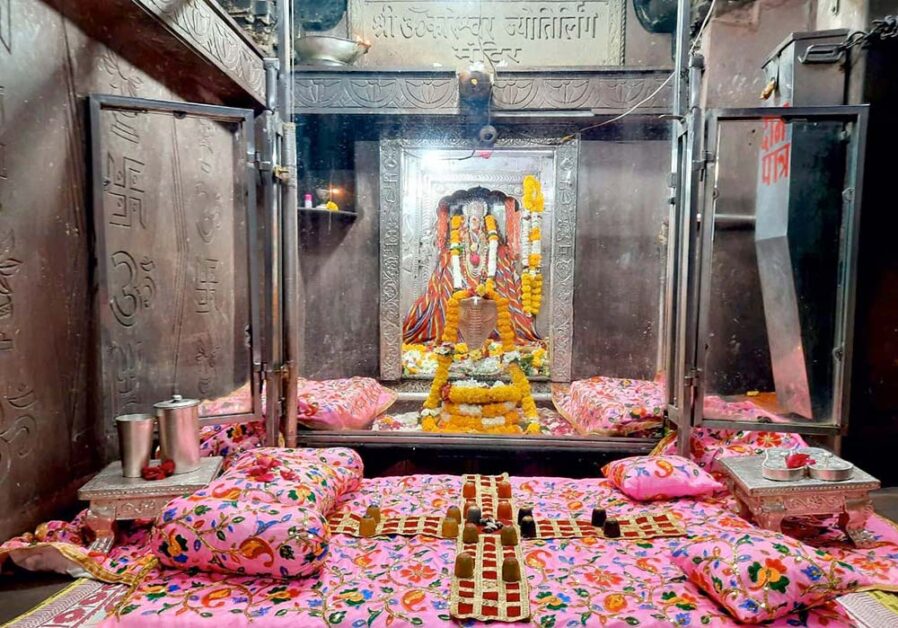 Sacred Jyotirlinga shrine with chusar dice in Omkareshwar temple