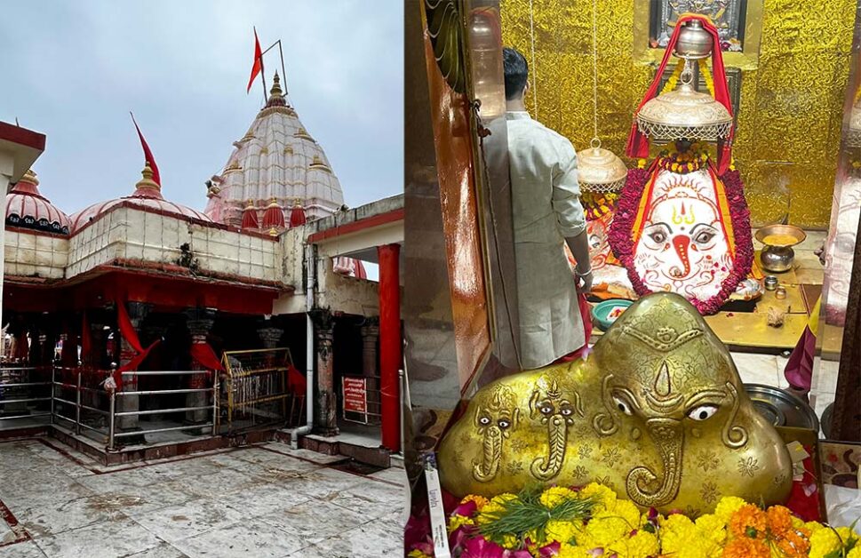 Chintaman Ganesh Temple Ujjain with self-manifested idol and devotees inside