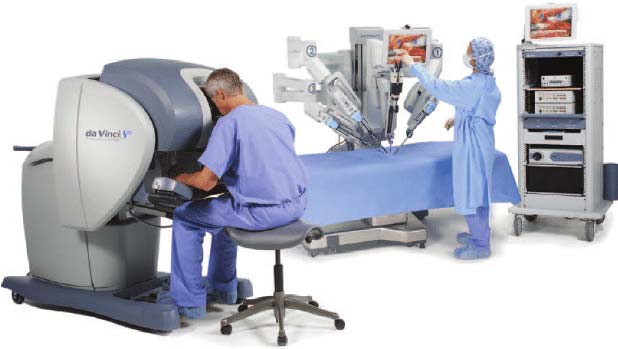 Da Vinci S HD robotic system with surgeon at console