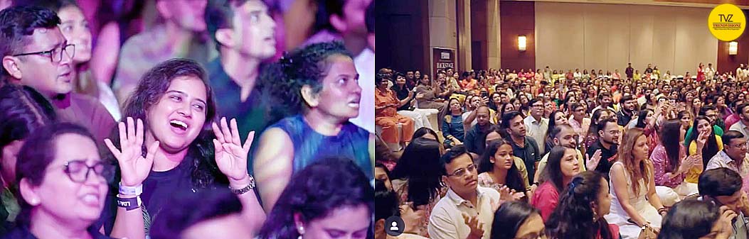 Indian youth reacting emotionally during modern spiritual music gathering