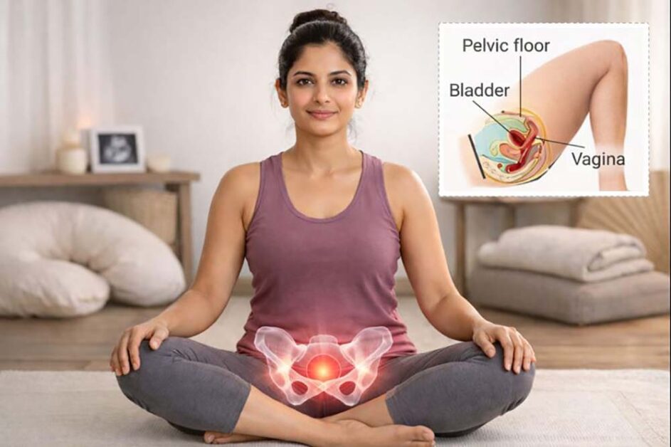 Female pelvic floor muscle anatomy supporting bladder and pelvic organs