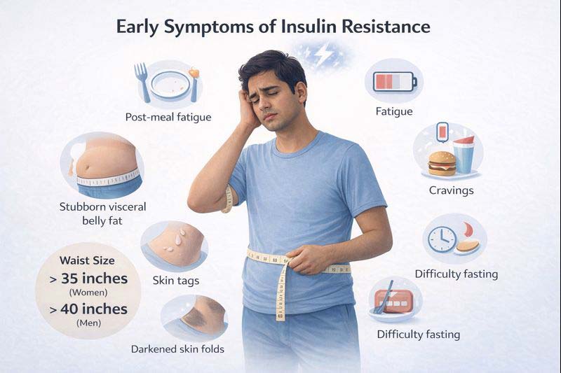 Adult showing early insulin resistance symptoms