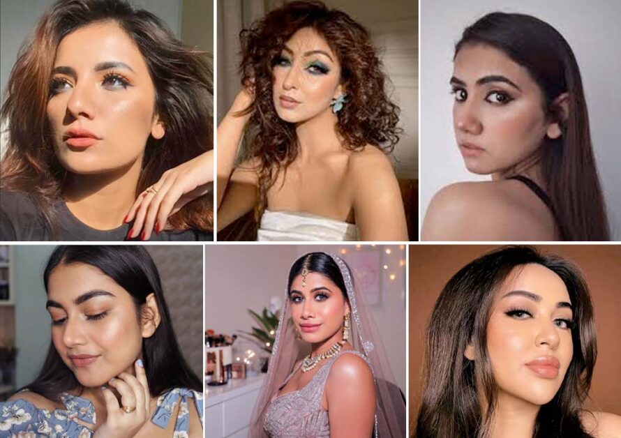 Indian beauty influencers showcasing skin-first nude makeup looks