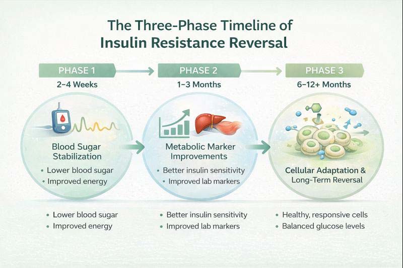 Three phases of insulin resistance reversal over time