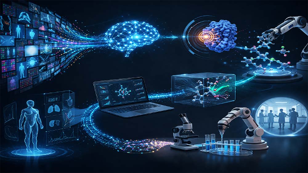 AI drug discovery workflow using SaaS healthcare platforms and automation