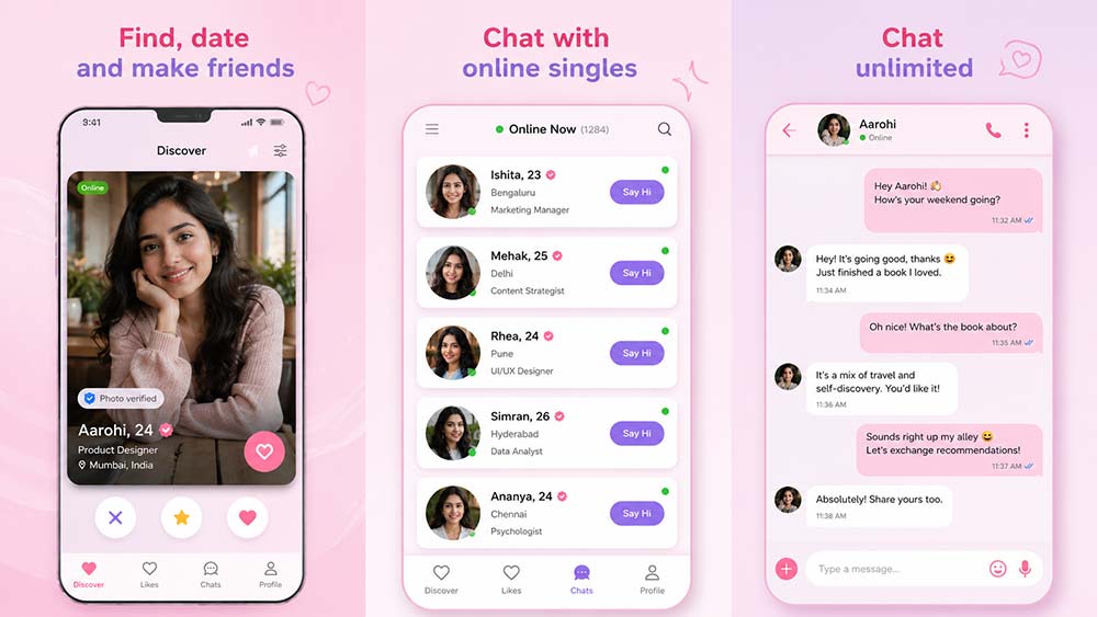 Dating app screens showing Gen Z relationship behaviour