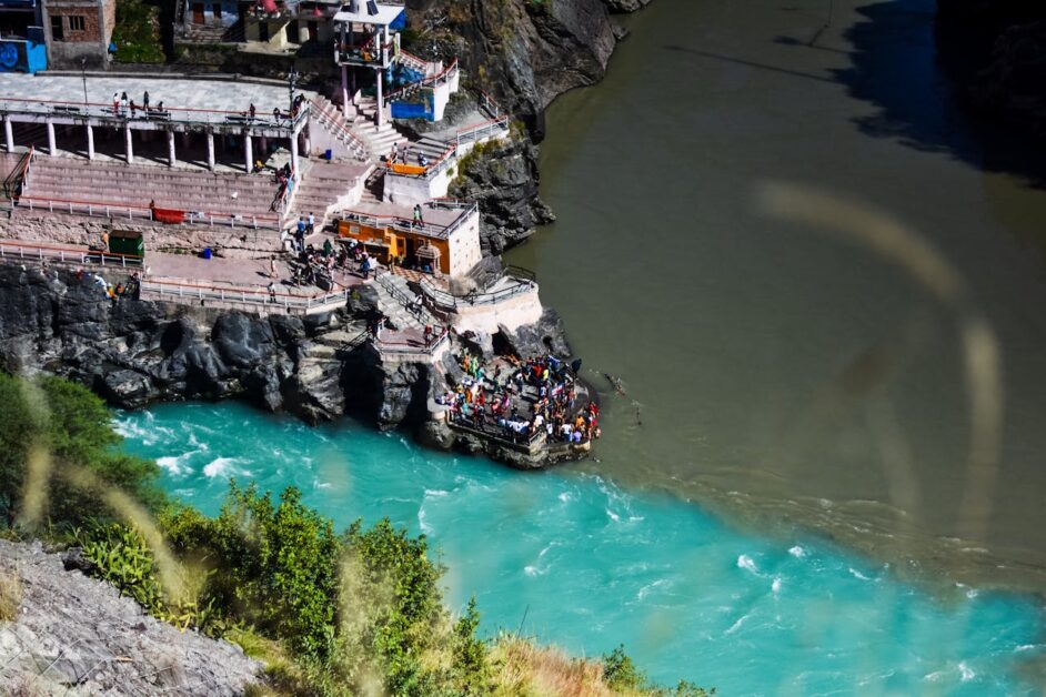 Devprayag confluence where Alaknanda and Bhagirathi form the Ganga