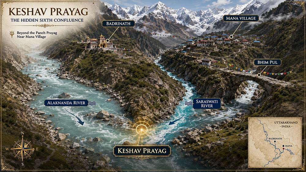 Keshav Prayag confluence of Saraswati and Alaknanda near Mana Village