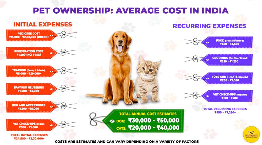 Infographic showing average cost of pet ownership in India