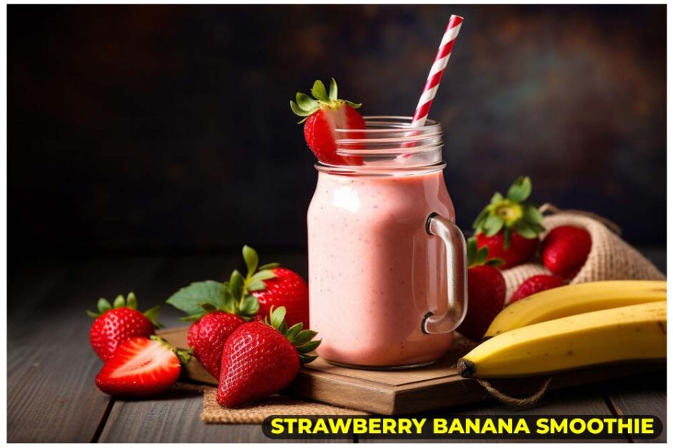 Strawberry banana smoothie: quick, nutritious plant-based breakfast or snack