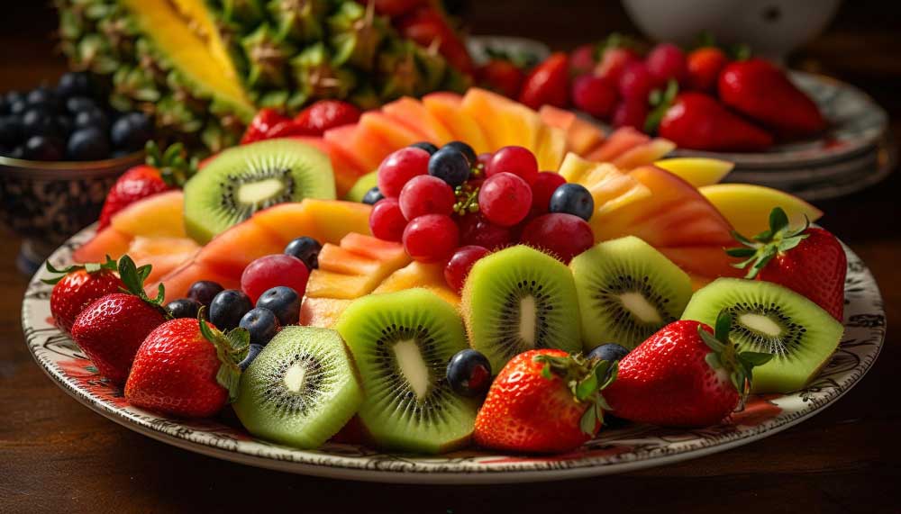 Fresh fruit salad with gourmet anti-ageing fruits