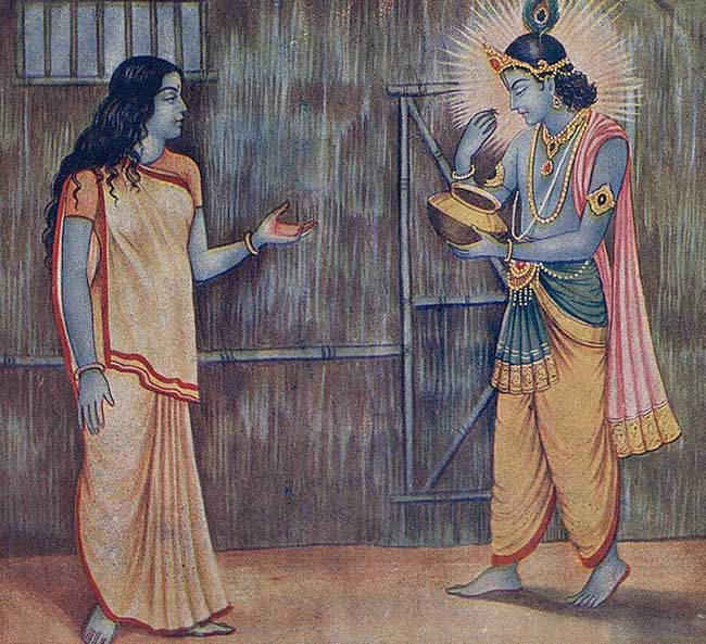 Mahabharata Legend: Krishna and Draupadi with Akshaya Patra