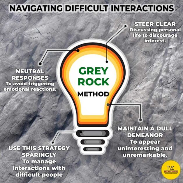 Infographic showing how the Grey Rock Method diffuses toxic work place culture