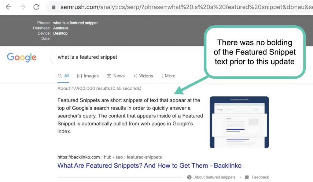 Google Search: Featured Snippets now bold key sections for clarity