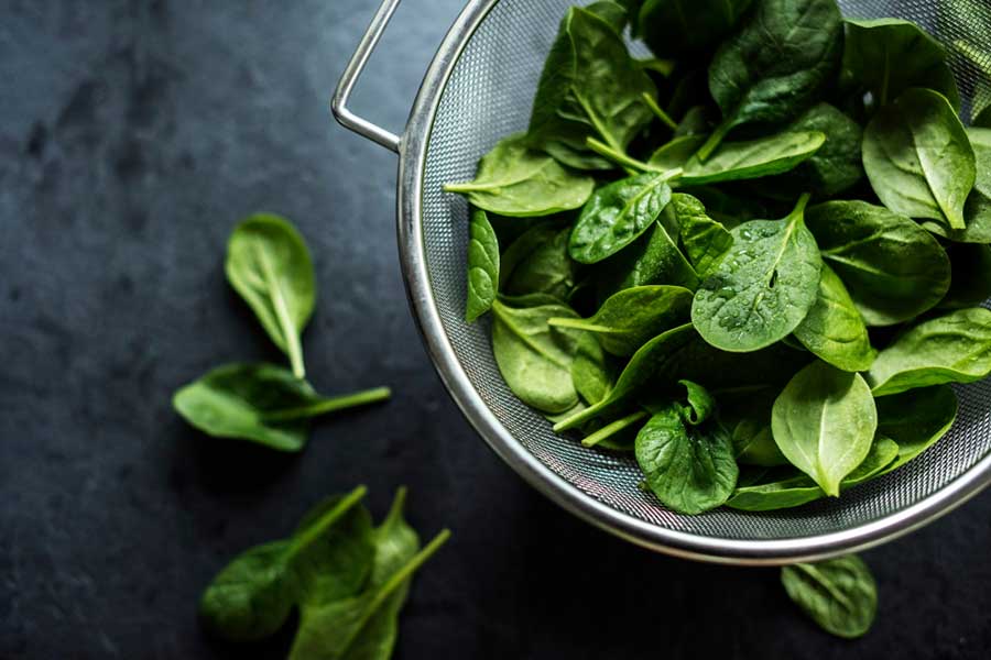 Spinach is a source of folic acid