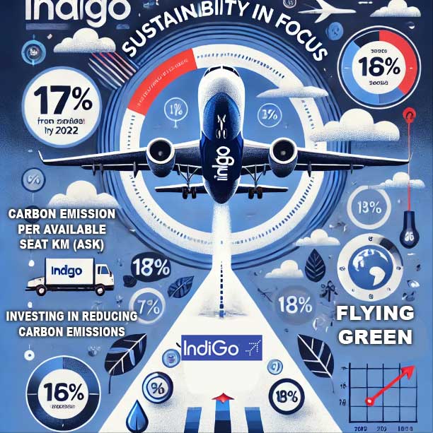 IndiGo commits to reducing carbon emissions per available seat kilometer.