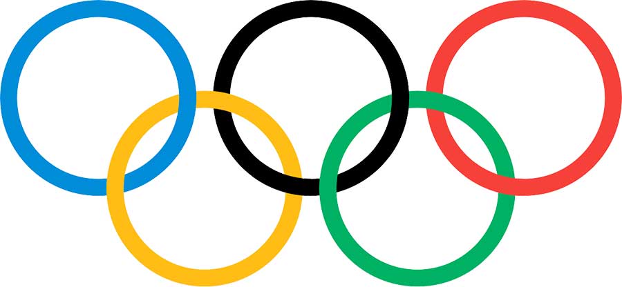 Olympic rings symbolize unity and global sporting spirit.