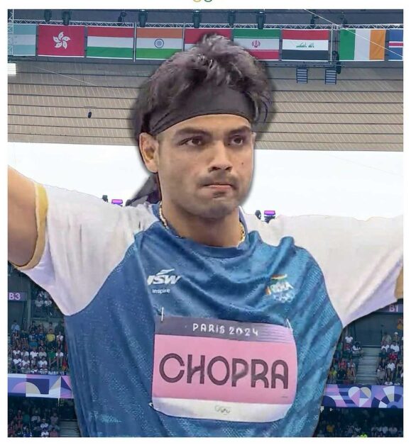 Neeraj Chopra's winning javelin throw at Paris 2024 Olympics