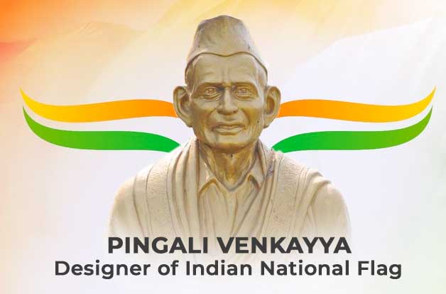 Portrait of Pingali Venkayya, the visionary behind design of national flag of India