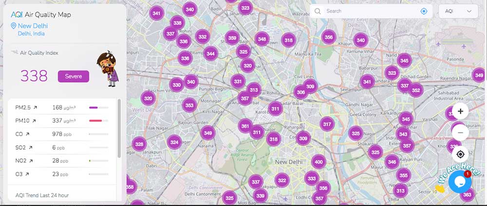 Delhi AQI Map