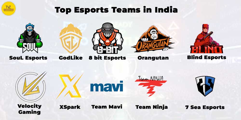 Infographic showcasing India's leading esports teams 