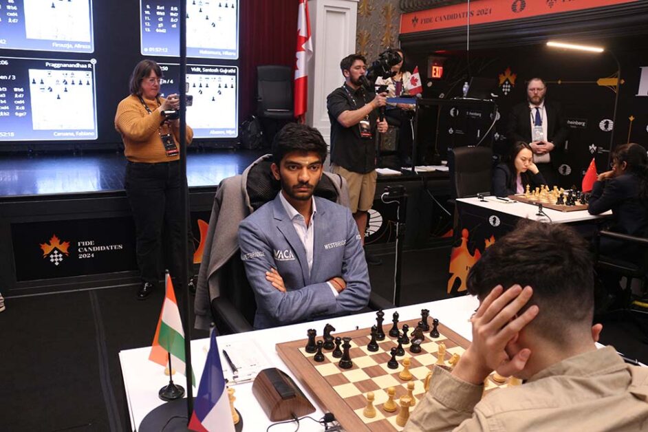 D Gukesh at the 2024 Candidates Tournament.