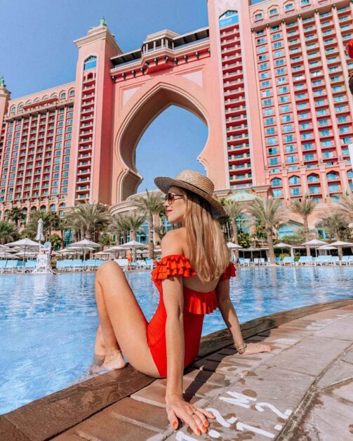 Jennifer Tuffen enjoying poolside at stunning Atlantis The Palm