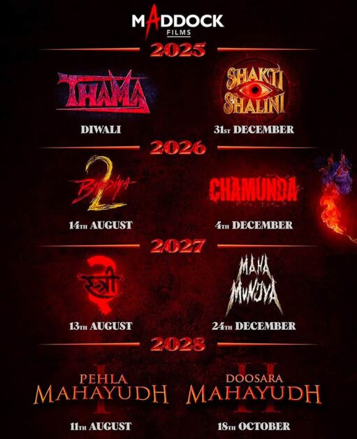 Maddock supernatural universe lineup showcasing exciting upcoming Bollywood releases