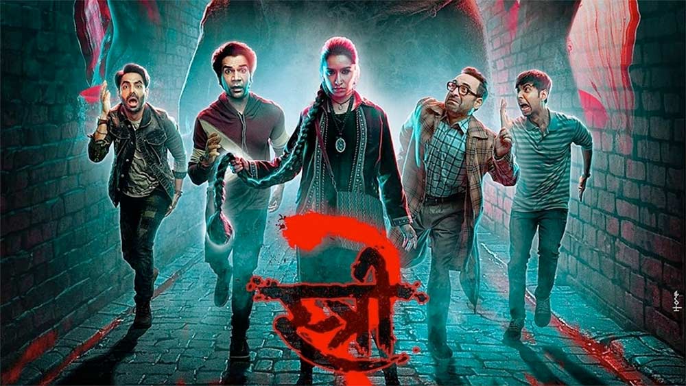 Stree movie poster featuring lead actors in a suspenseful scene