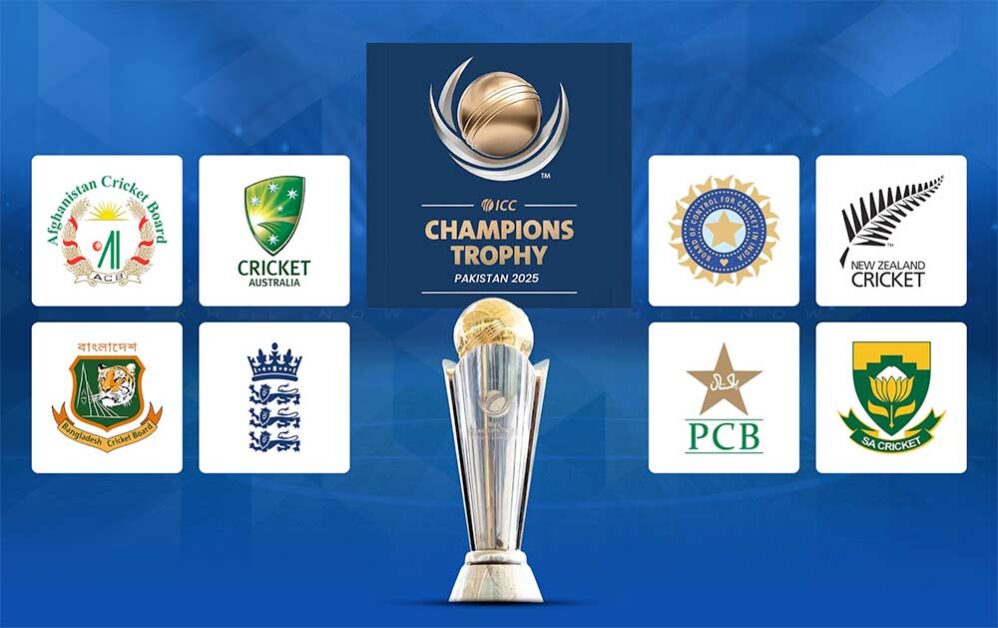 Logos of teams competing in ICC Champions Trophy 2025