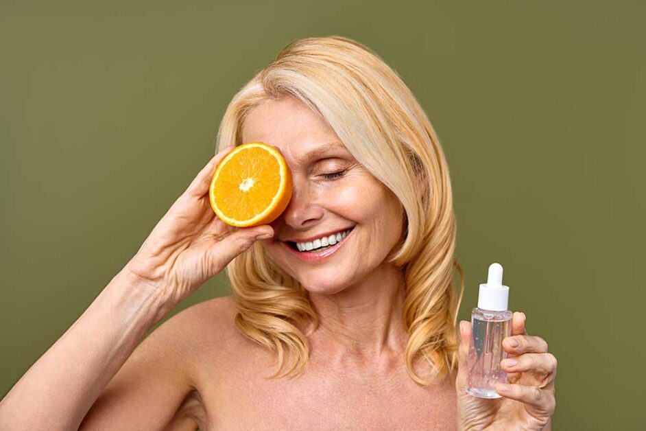 Vitamin C skincare boosts hydration for glowing, youthful, radiant skin.