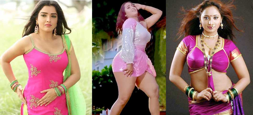 Amrapali Dubey, Kajal Raghwani, and Rani Chatterjee in Bhojpuri cinema