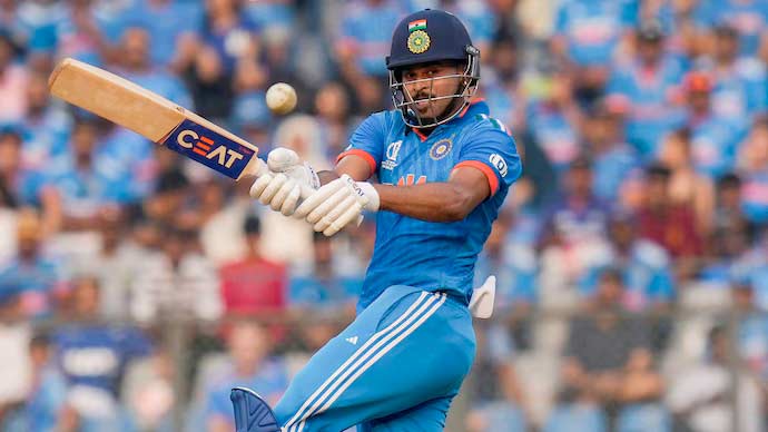 Shreyas Iyer in action during the Champions Trophy