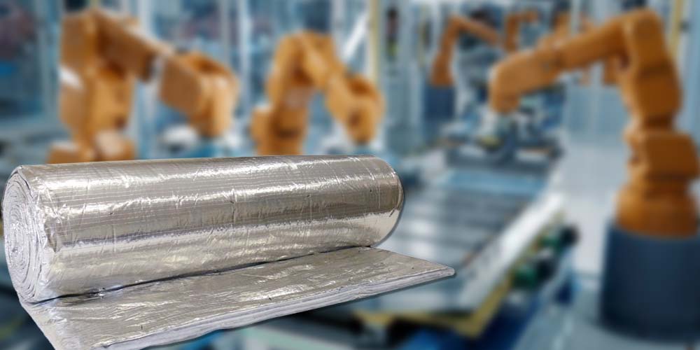 Aluminium foil insulation roll in modern robotic manufacturing facility