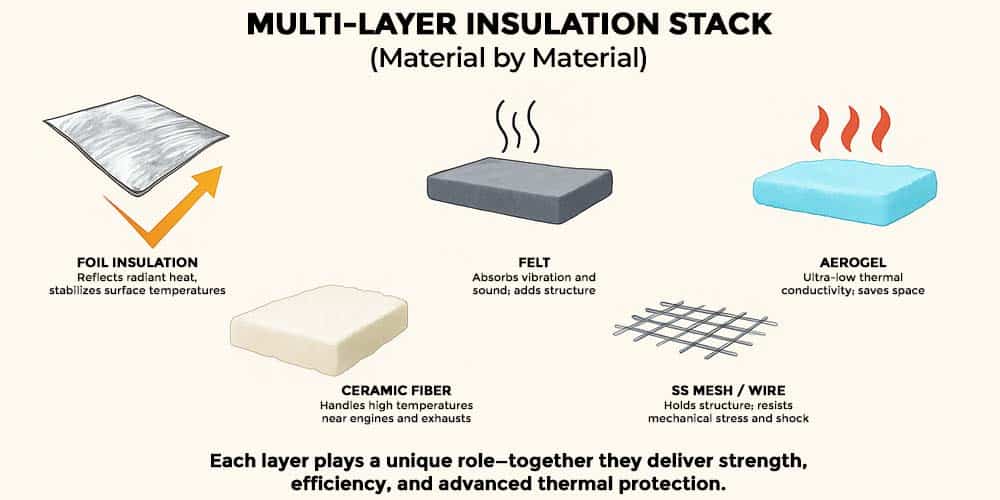 Infographic showing multi-layer insulation and their specific functions