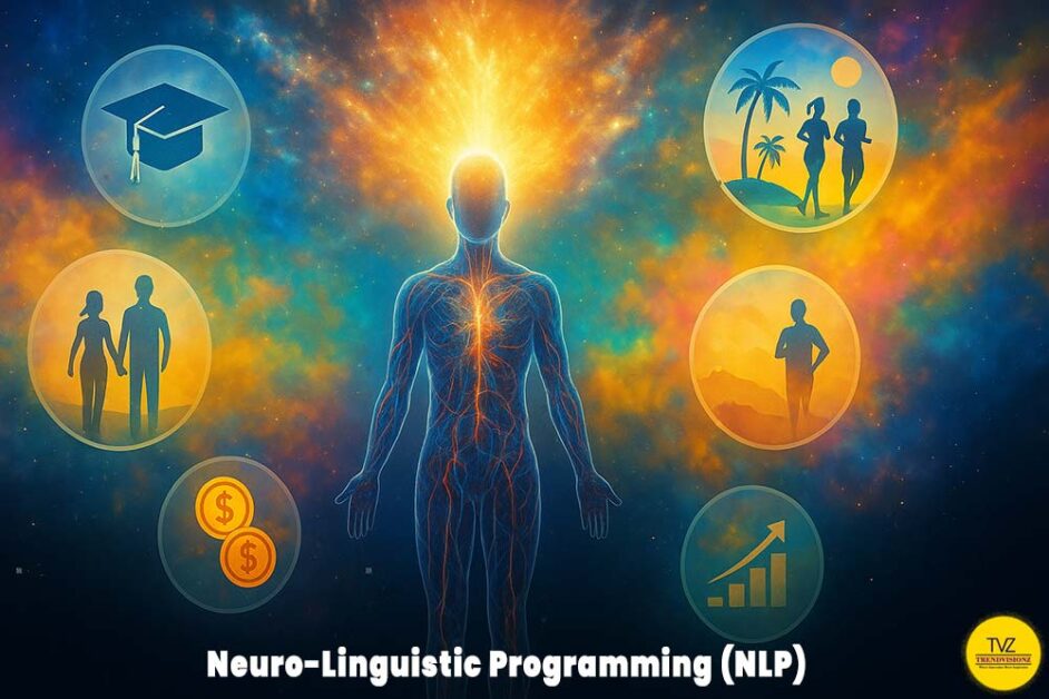 Empowered human figure glowing with mind power and energy