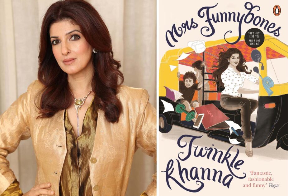 Twinkle Khanna with Mrs Funnybones book highlighting Tweak India entrepreneurship