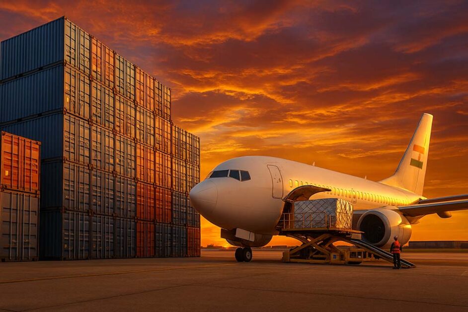 Export-ready insulation material being loaded on to cargo plane