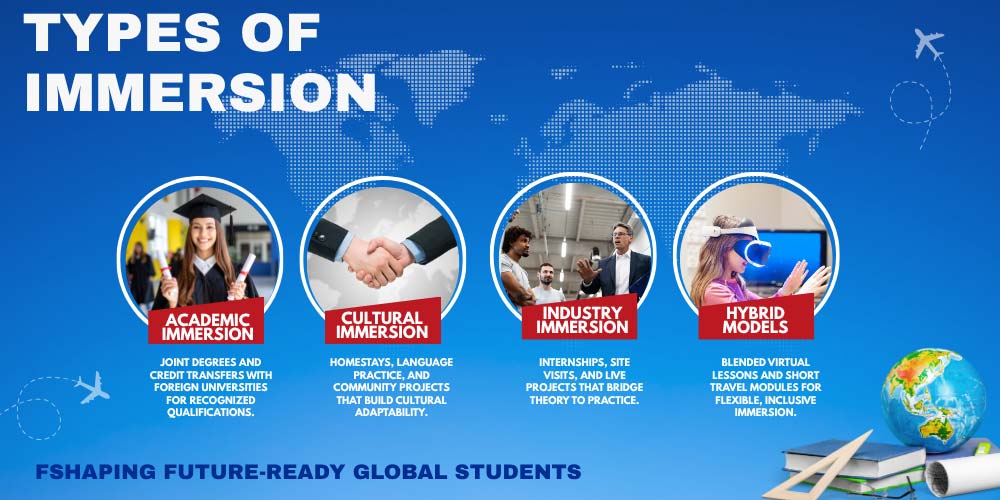 Infographic showing academic, cultural, industry, and hybrid immersion programs