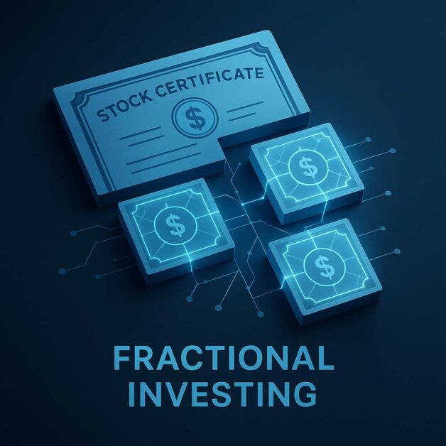 Equity certificate breaking into blockchain-based digital fractional tokens.
