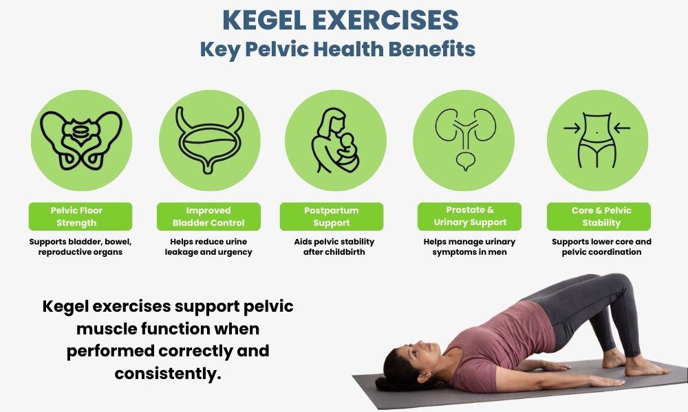 Female pelvic floor muscle support for bladder and pelvic stability