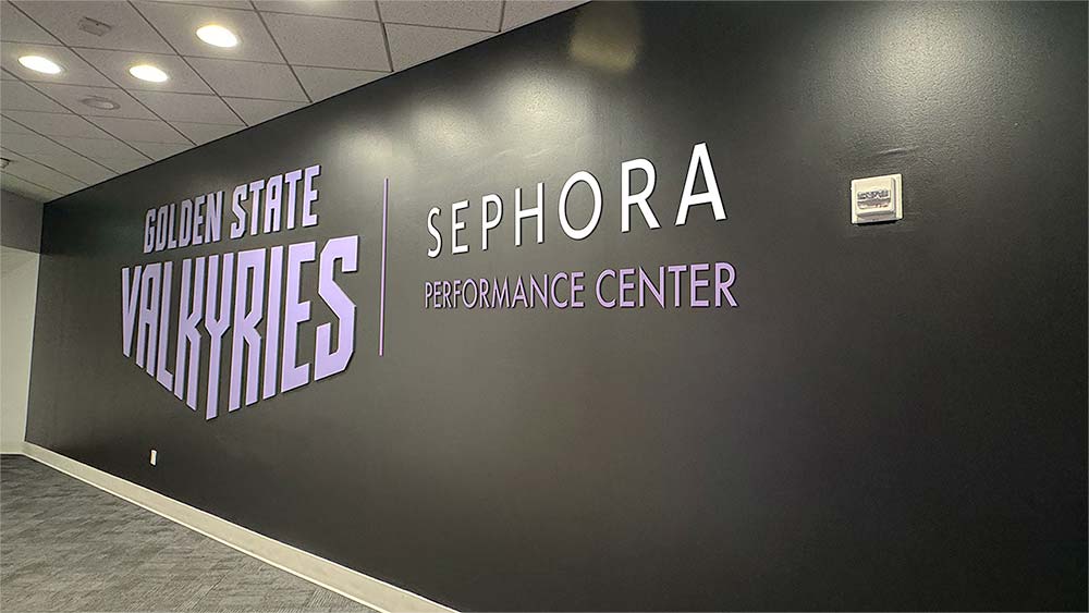 Sephora-branded performance center wall for the Golden State Valkyries women’s basketball team