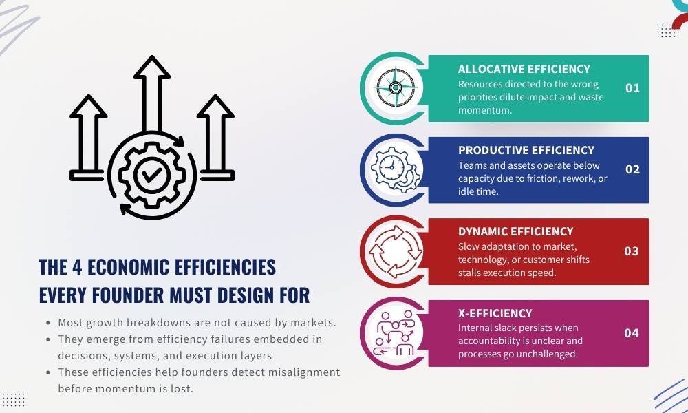 Infographic explaining types of economic efficiency for founders