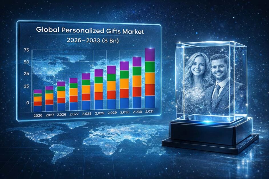 Global personalized gifts market growth with 3D photo crystal product