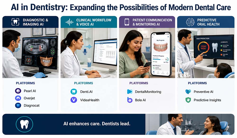 AI in dentistry platforms improving diagnosis workflow monitoring and care