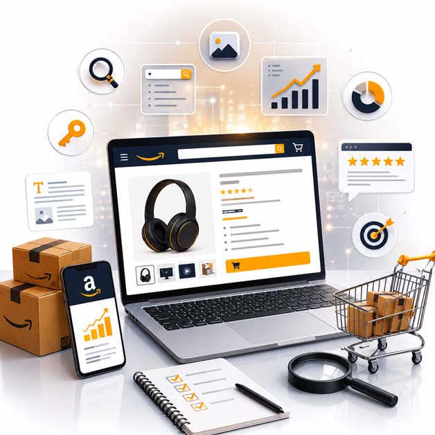 Amazon product listing services covering content images keywords and optimization