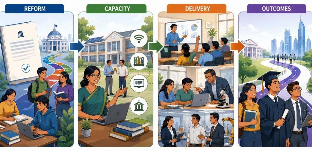 Indian education roadmap connecting reform, capacity, delivery and student outcomes