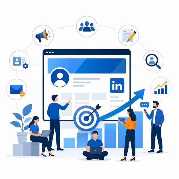 LinkedIn marketing and outreach strategy connecting prospects and business growth.