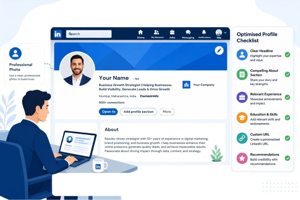 LinkedIn profile optimisation improving professional credibility, visibility, and business positioning